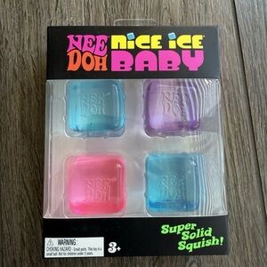 NeeDoh Nice Ice Baby Pack Of 4 Mini Cube Square Shaped Sensory Toy (4left)